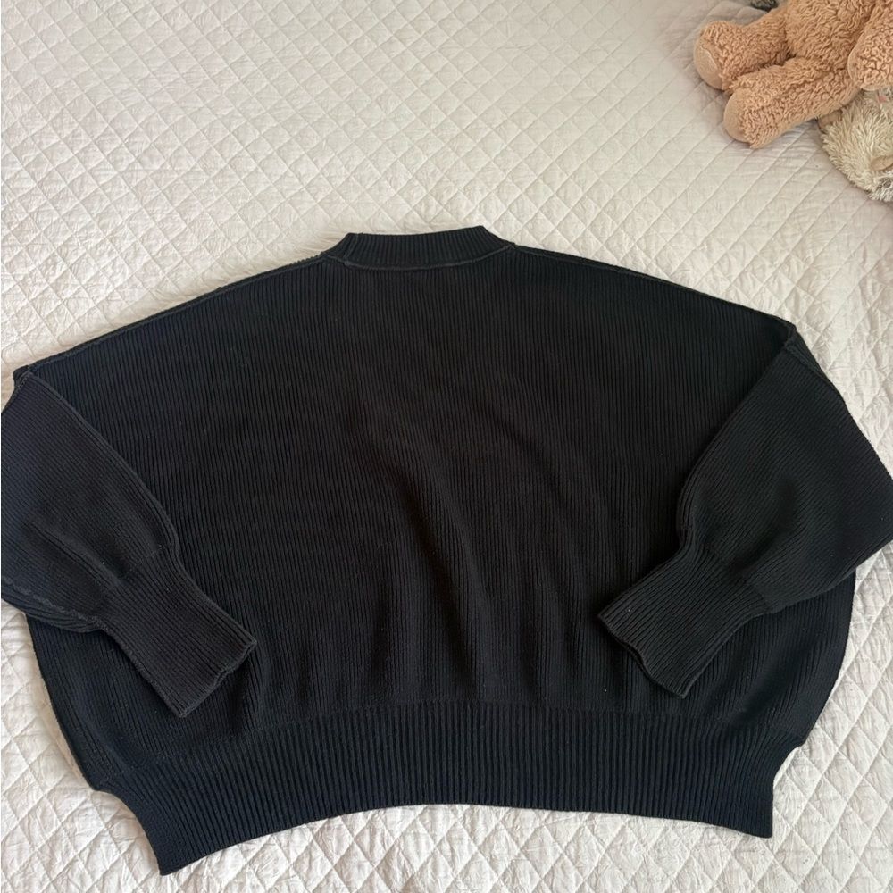Free People Black Ribbed Knit Crew Sweater - Picture 2 of 3